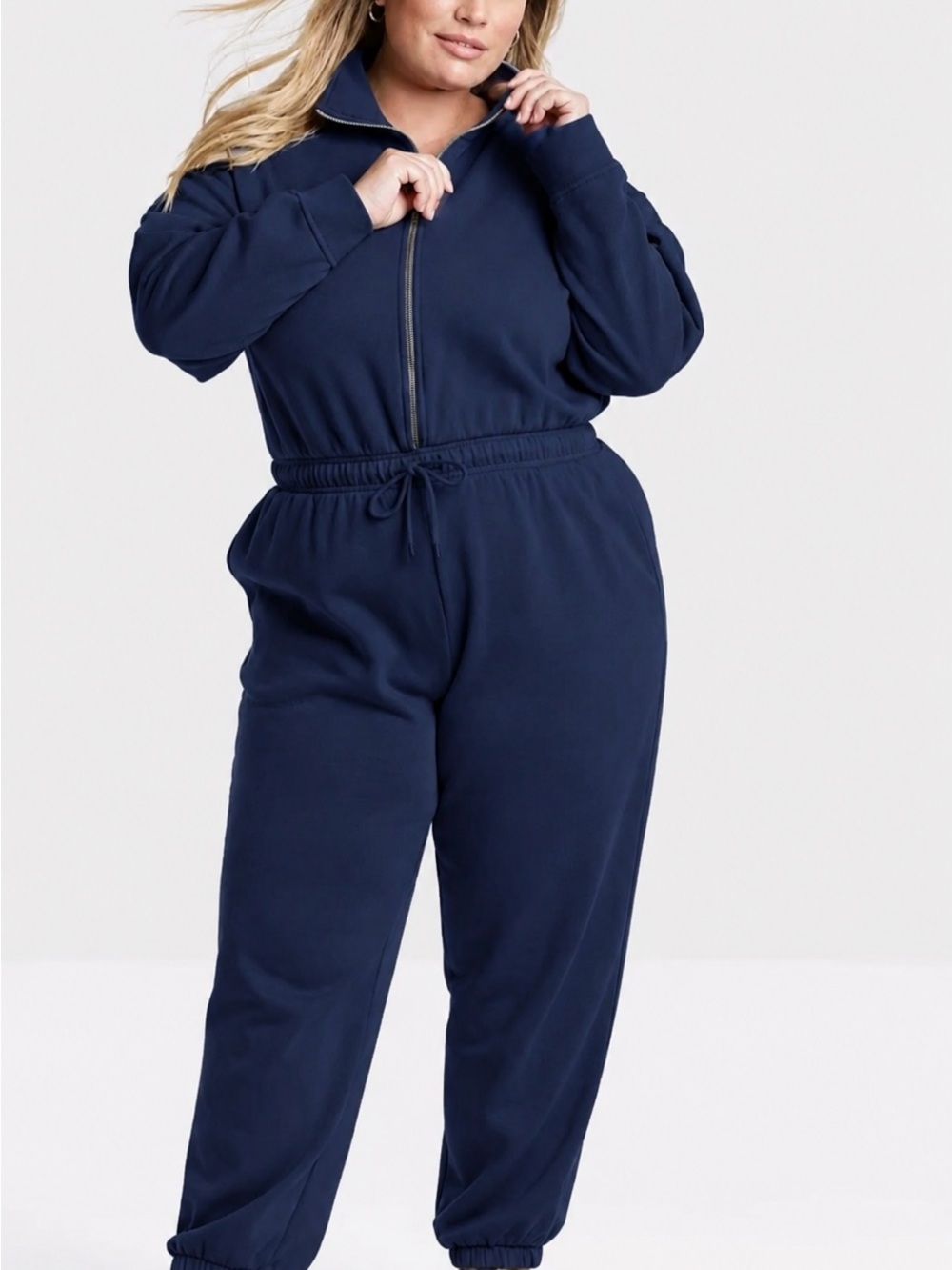 Universal Thread Navy Zip-Front Jumpsuit